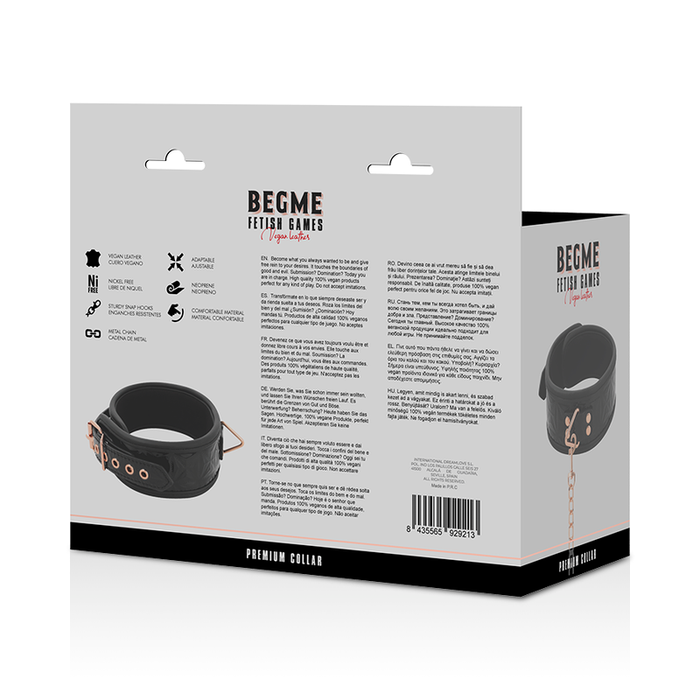 Begme - Black Edition Collar Cuero Vegano Con Forro De Neopreno