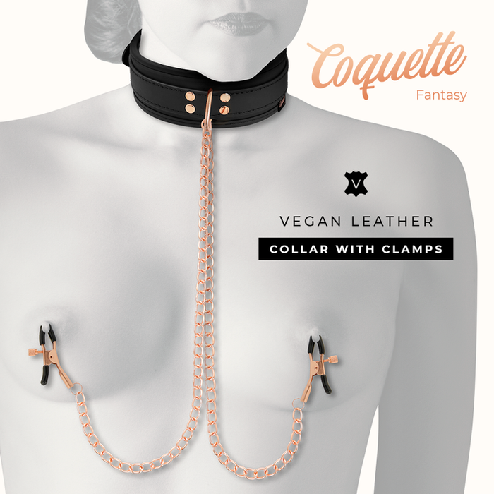 Coquette Chic Desire - Fantasy Collar Con Pinzas Pezones Con Forro De Neopreno