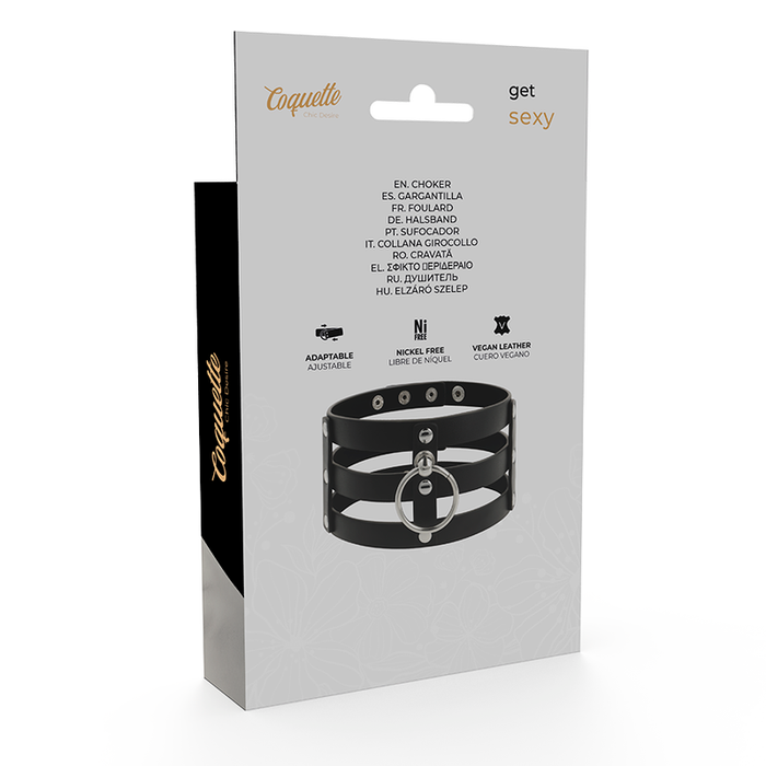 Coquette Chic Desire - Choker Cuero Vegano Estilo Fetish