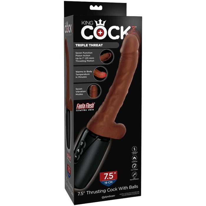 Vibrador King Cock Plus Triple Threat - Marrón