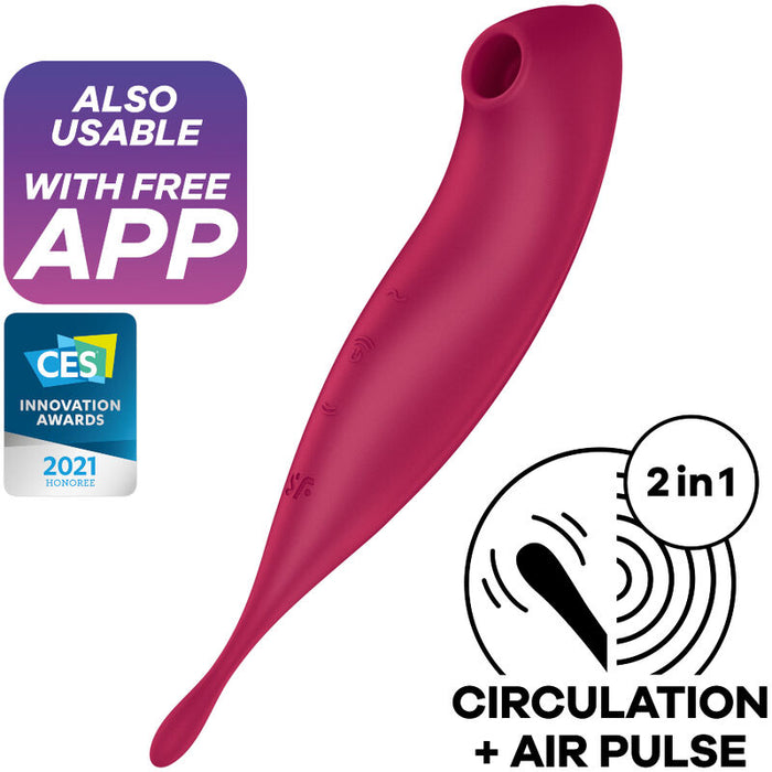 Twirling Pro Succionador Y Vibrador Twirling Pro   App Satisfyer Connect Dark Red