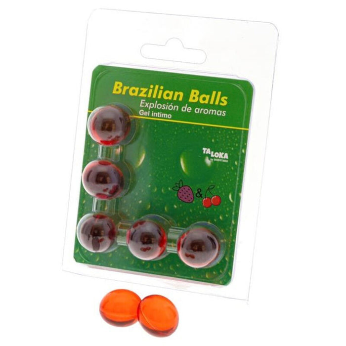 5  Brazilian Balls Explosion De Aromas Gel Intimo - Fresa Y Cereza