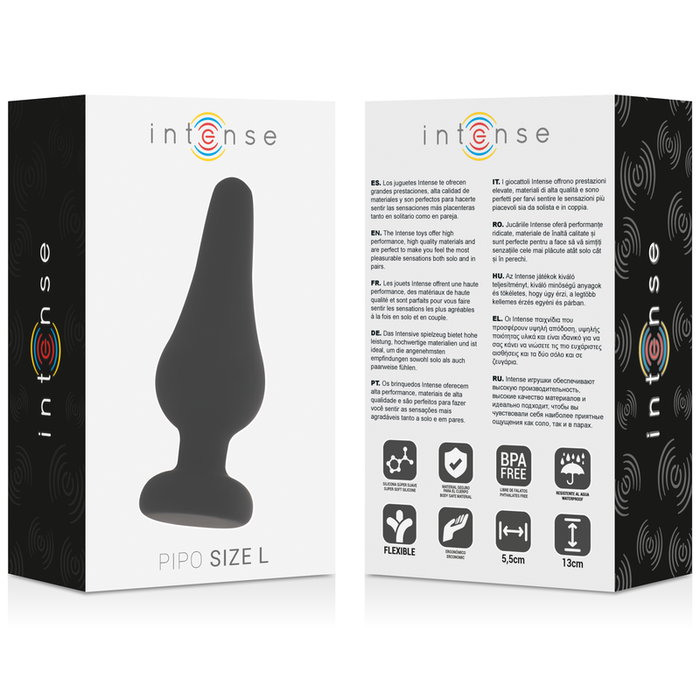 Intense - Anal Plug Pipo L Silicone Negro 13 Cm
