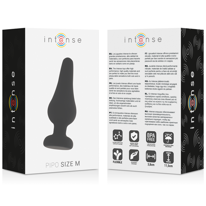 Intense - Anal Plug Pipo M Silicone Negro 11 Cm