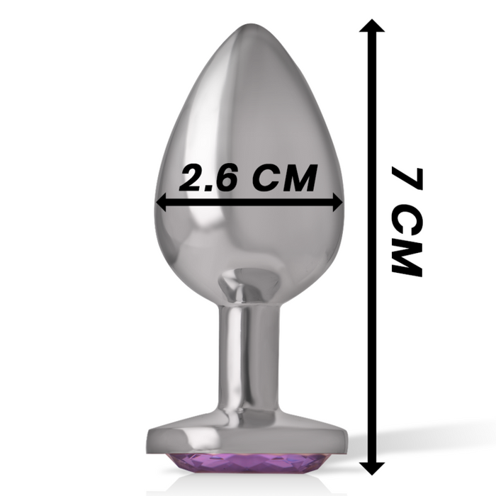 Intense - Plug Anal Metal Aluminio Con Cristal Violeta Talla S