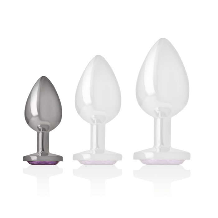 Intense - Plug Anal Metal Aluminio Con Cristal Violeta Talla S
