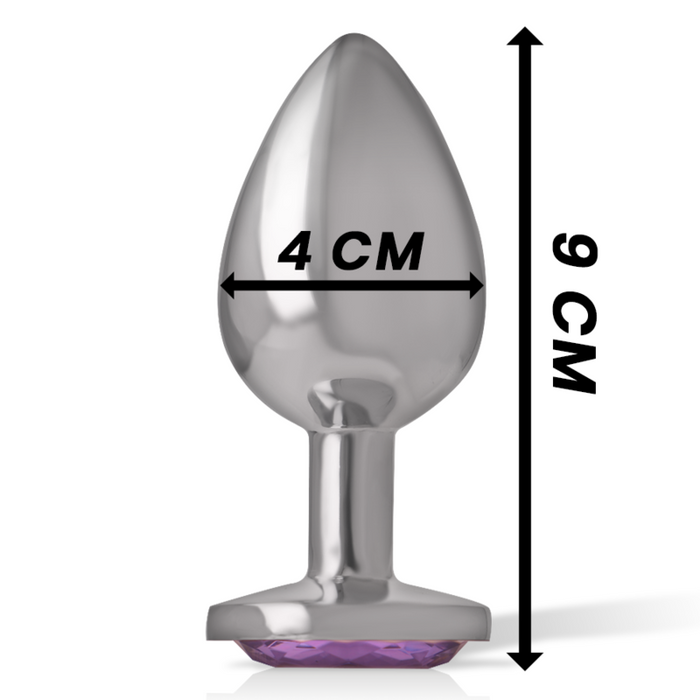 Intense - Plug Anal Metal Aluminio Con Cristal Violeta Talla L
