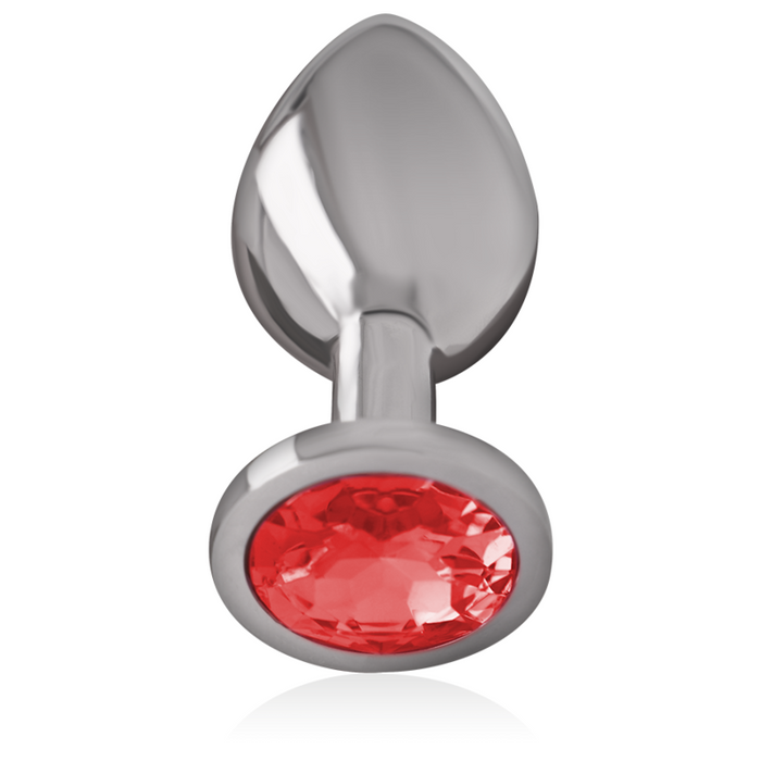 Intense - Plug Anal Metal Aluminio Con Cristal Rojo Talla L