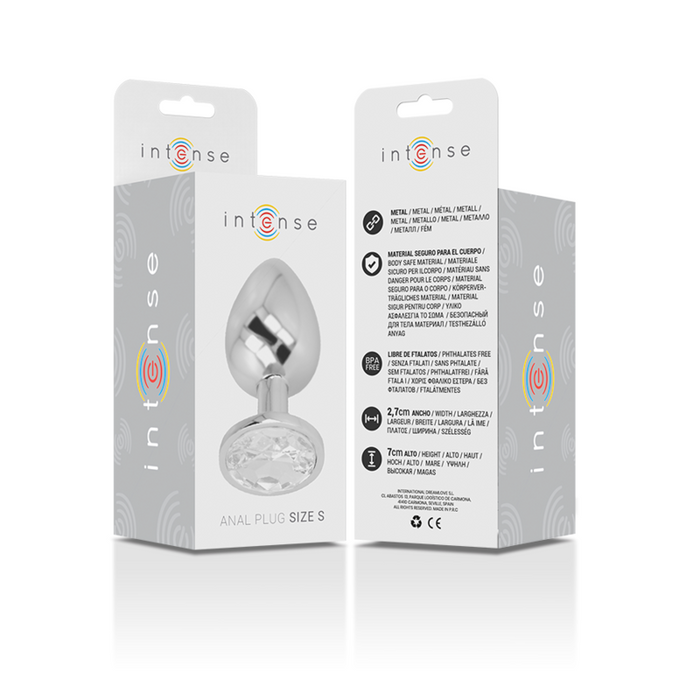 Intense - Plug Anal Metal Aluminio Con Cristal Plata Talla S