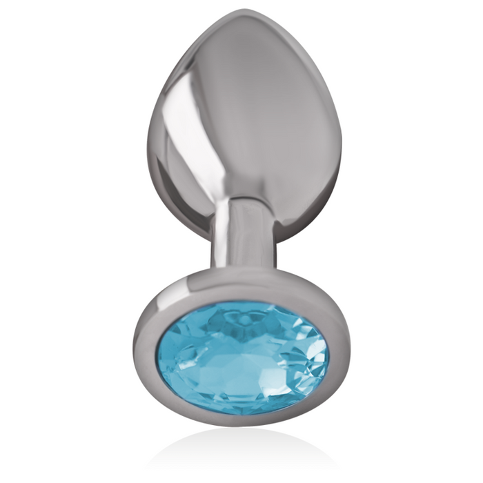 Intense - Plug Anal Metal Aluminio Con Cristal Azul Talla L