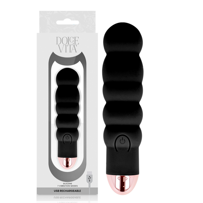 Dolce Vita - Vibrador Recargable Six Negro 7 Velocidades