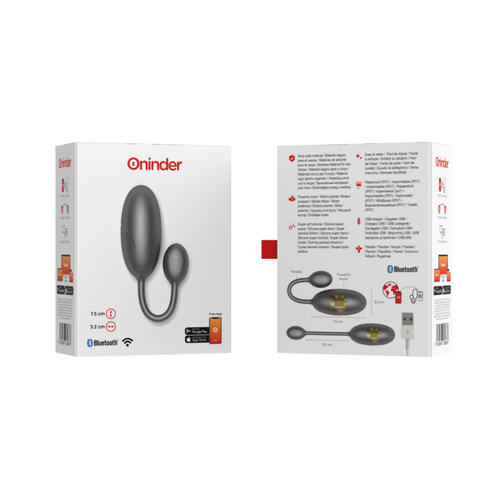 Oninder - Tokyo Huevo Vibrador Negro 7.5 X 3.2 Cm - App Gratuita
