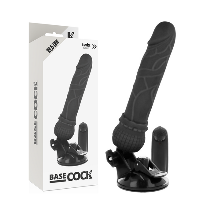 Basecock - Vibrador Realistico Control Remoto Negro 19.5 Cm -O- 4 Cm