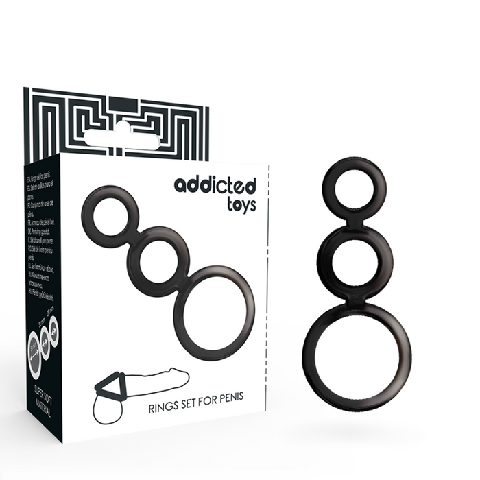 Addicted Toys - Set Anillos Pene Y Testiculos - Ahumado