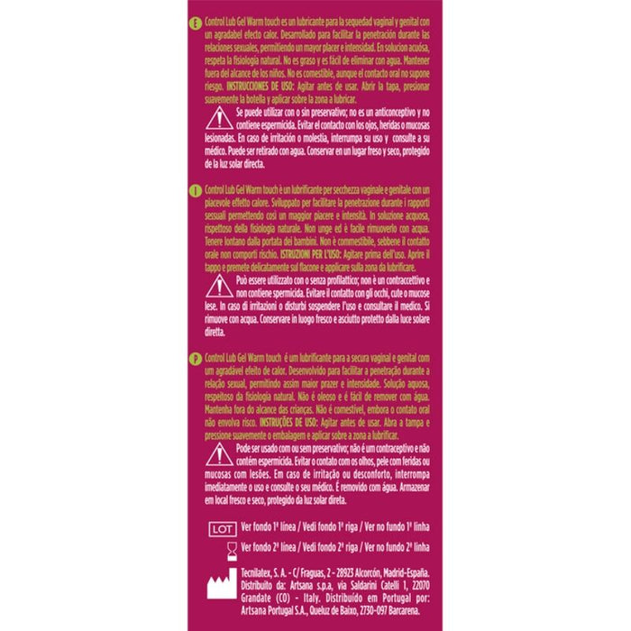 Control - Lub Gel Lubricante Efecto Calor 75 Ml