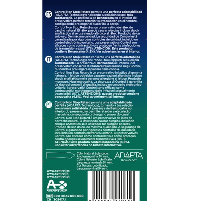 Control - Non Stop Retard Preservativos 12 Unidades