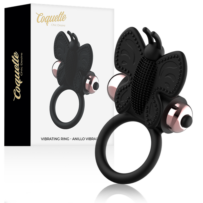 Coquette Chic Desire - Cock Ring Butterfly Anillo Vibrador Negro / Gold