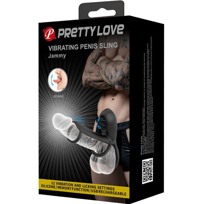 Masturbador  Pretty Love  Jammy Funda De Pene 12 Vibraciones Con Lengua Recargable Silicona