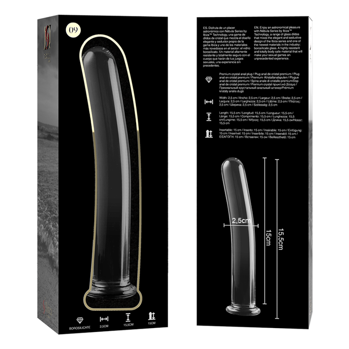 Dildo Cristal Nebula Series By Ibiza - Modelo 9  Borosilicato 15.5 X 2.5 Cm Transparente