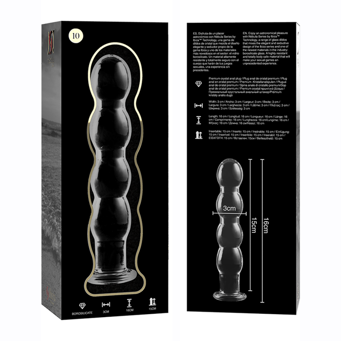 Dildo Cristal Nebula Series By Ibiza - Modelo 10  Borosilicato 16.5 X 3.5 Cm Transparente