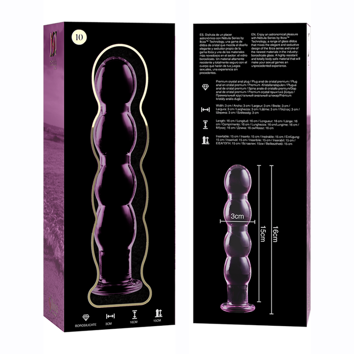 Dildo Cristal Nebula Series By Ibiza - Modelo 10 Borosilicato 16.5 X 3.5 Cm Rosa