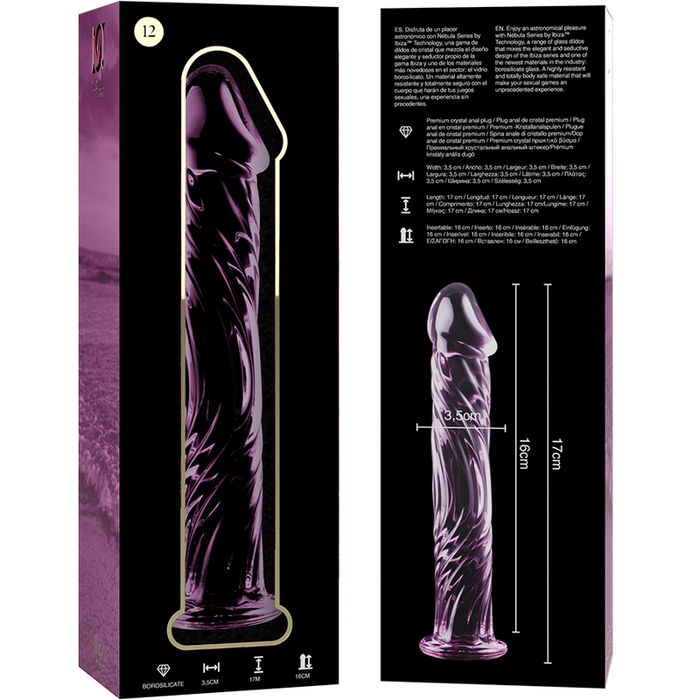 Dildo Cristal Nebula Series By Ibiza - Modelo 12  Borosilicato 17 X 3.5 Cm Rosa