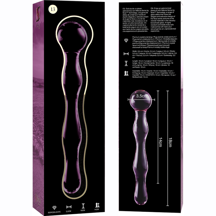 Dildo Cristal Nebula Series By Ibiza - Modelo 13  Borosilicato 18 X 3.5 Cm Rosa