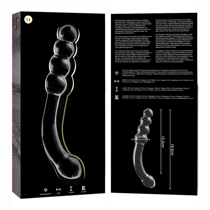 Dildo Cristal Nebula Series By Ibiza - Modelo 14  Borosilicato 18.5 X 3 Cm Transparente