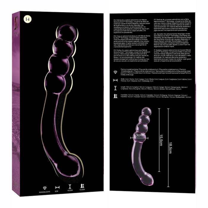 Dildo Cristal Nebula Series By Ibiza - Modelo 14  Borosilicato 18.5 X 3 Cm Rosa