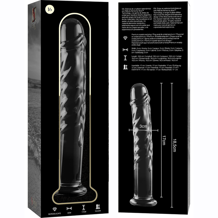 Dildo Cristal Nebula Series By Ibiza - Modelo 16  Borosilicato 18.5 X 3 Cm Transparente