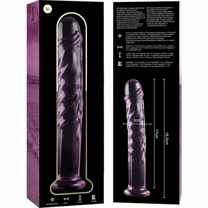 Dildo Cristal Nebula Series By Ibiza - Modelo 16  Borosilicato 18.5 X 3 Cm Rosa