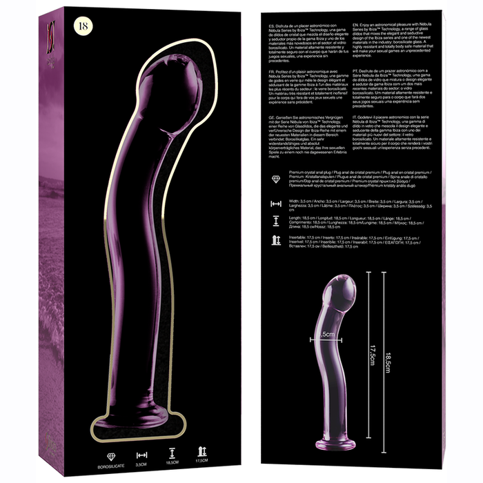 Dildo Cristal Nebula Series By Ibiza - Modelo 18  Borosilicato 18.5 X 3.5 Cm Rosa