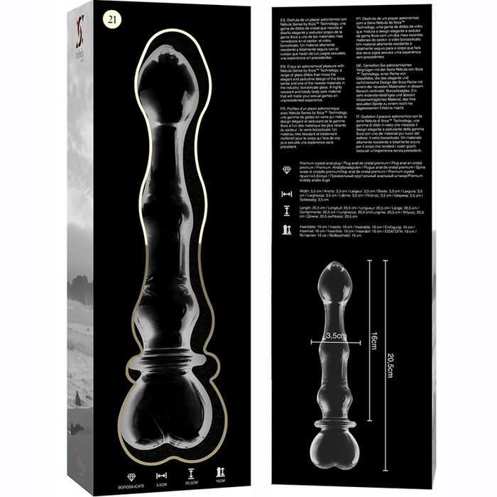 Dildo  Nebula Series By Ibiza Modelo 21 Cristal Borosilicato 20.5 X 3.5 Cm Transparente