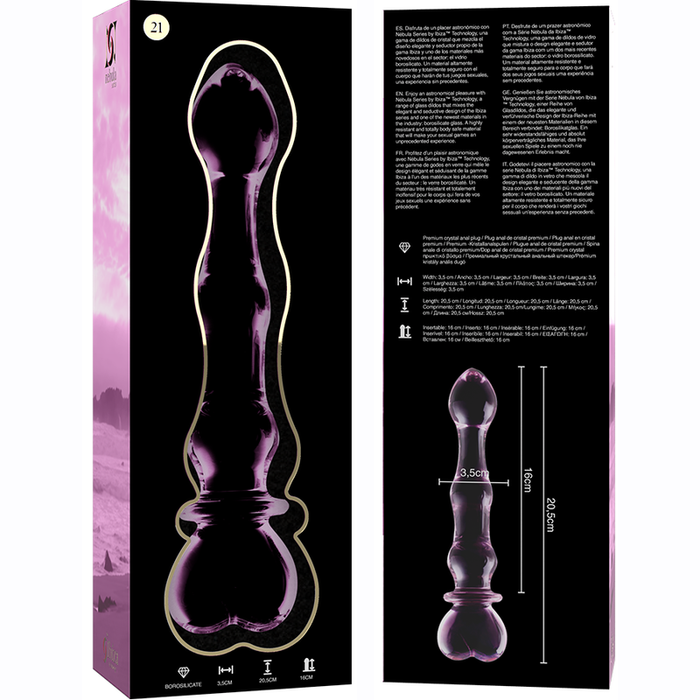 Dildo Nebula Series By Ibiza  Modelo 21 Cristal Borosilicato 20.5 X 3.5 Cm Rosa