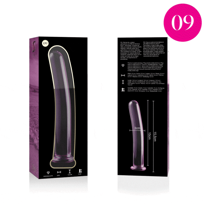 Dildo Cristal Nebula Series By Ibiza - Modelo 9  Borosilicato 15.5 X 2.5 Cm Rosa