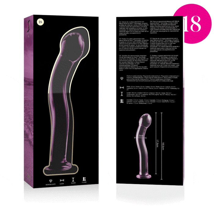 Dildo Cristal Nebula Series By Ibiza - Modelo 18  Borosilicato 18.5 X 3.5 Cm Rosa