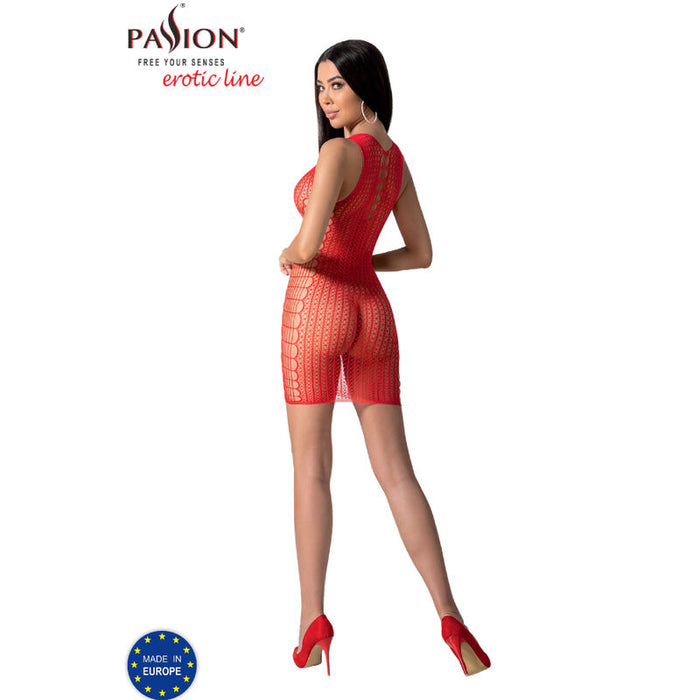 Passion - Bs097 Bodystocking Rojo Talla Unica