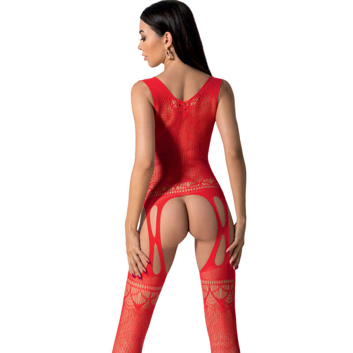Passion - Bs099 Bodystocking Rojo Talla Unica