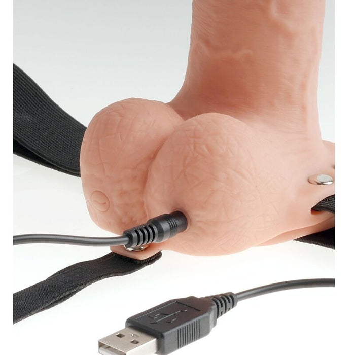 Arnes Elastico Con Dildo Hueco 9 10 Funciones Vibracion Usb Natural