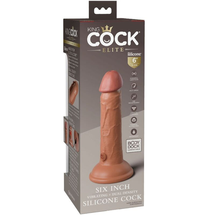 King Cock - Elite Dildo Realistico Vibrador & Silicona 15.2 Cm Caramelo