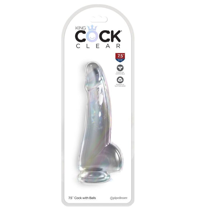 Dildo Con Testiculos King Cock Clear  15.2 Cm Transparente