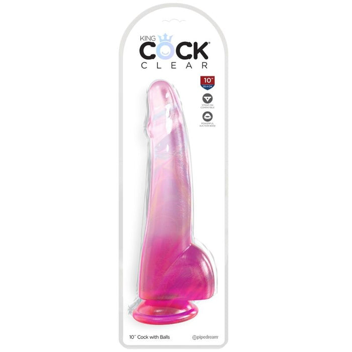 King Cock - Clear Dildo Con Testiculos 19 Cm Rosa
