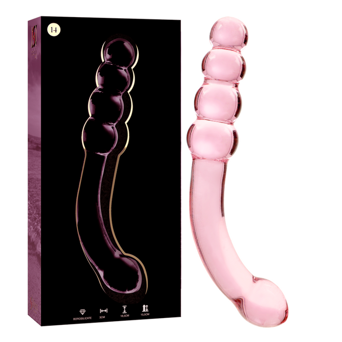 Dildo Cristal Nebula Series By Ibiza - Modelo 14  Borosilicato 18.5 X 3 Cm Rosa