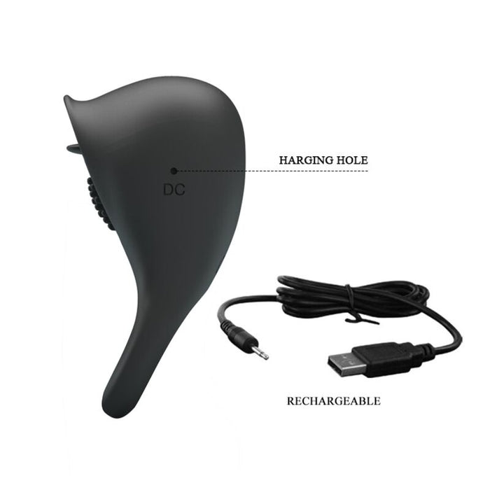 Pretty Love - Anillo Vibrador Para Pene Con Lengua Negro