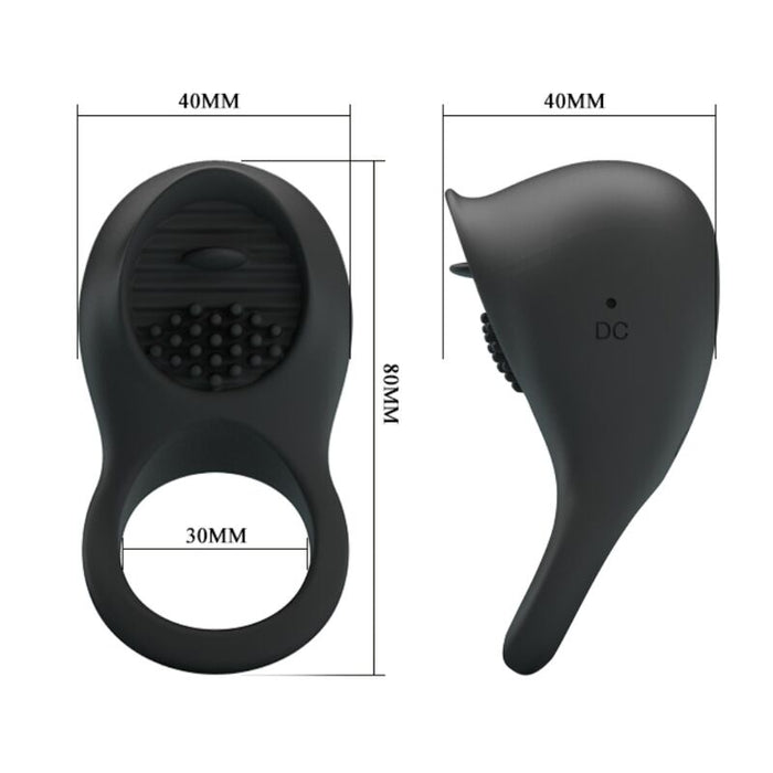 Pretty Love - Anillo Vibrador Para Pene Con Lengua Negro