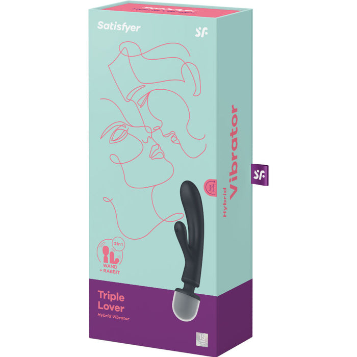 Masajeador Vibrador Satisfyer  Triple Lover  Rabbit Gris