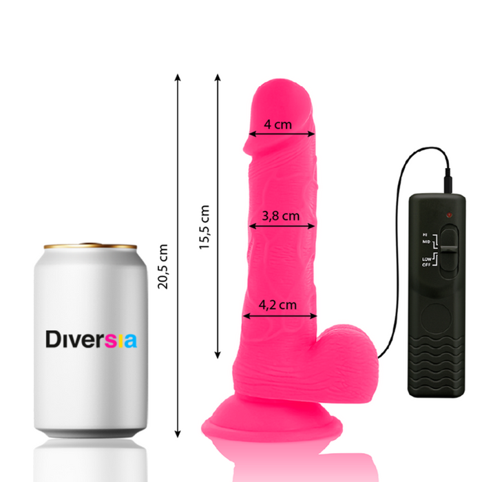 Diversia - Dildo Flexible Con Vibracion Rosa 20.5 Cm -O- 4.2 Cm