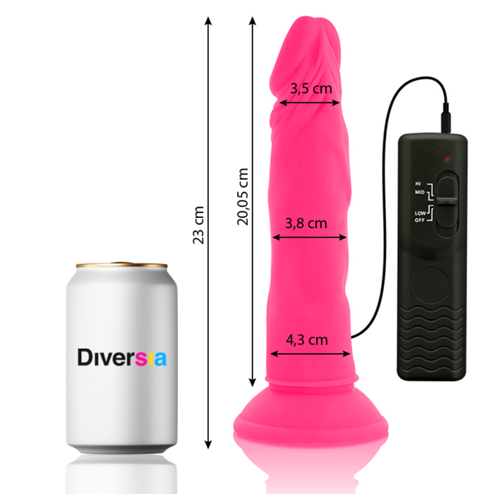 Diversia - Dildo Flexible Con Vibracion Rosa 23 Cm -O- 4.3 Cm