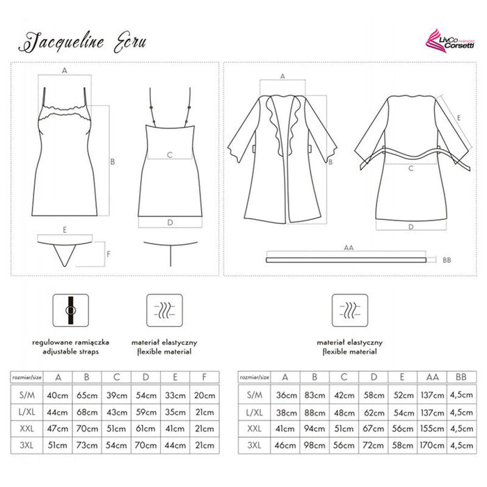 Livco Corsetti Fashion - Jacqueline Lc 90249 Bata + Camisa + Panty Crudo L/Xl