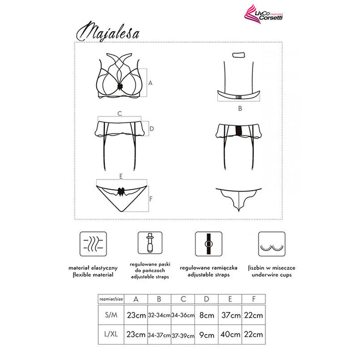 Livco Corsetti Fashion - Majalesa Lc 90526 Sujetador + Liguero + Panty Black L/Xl